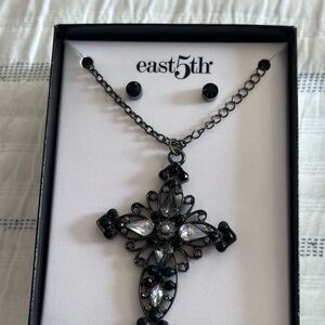 East 5th Black and Silver Cross Necklace